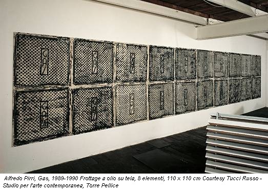 Alfredo Pirri, Gas, 1989-1990 Frottage a olio su tela, 8 elementi, 110 x 110 cm Courtesy Tucci Russo - Studio per l'arte contemporanea, Torre Pellice