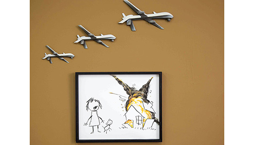 Il Banksy alla Fiera contro le armi Il Banksy alla Fiera contro le armi