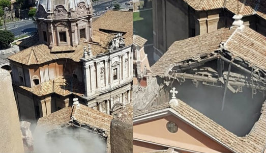 Crolla il tetto di una chiesa a Roma. Nessun ferito ma la situazione in Italia rimane grave
