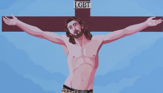 A Massa, fa scandalo il Cristo gay di Giuseppe Veneziano A Massa, fa scandalo il Cristo gay di Giuseppe Veneziano