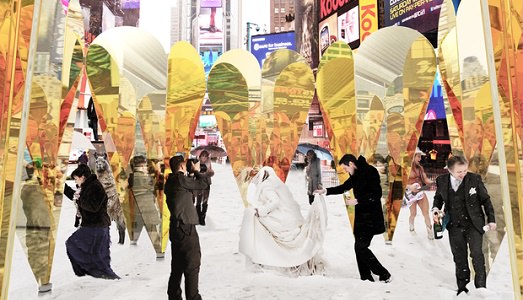 San Valentino d’arte a Times Square. Preparatevi per la selfie più romantica, con i cuori di Collettive LOK