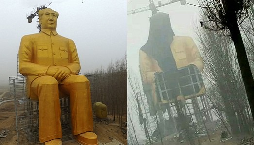 Addio, grande e inutile Mao. La gigantesca statua d’oro dell’ex leader cinese è stata distrutta. Perché? Mancava l’autorizzazione del governo