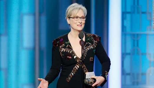 L’attacco di Meryl, contro le azioni del violento Trump che “non sono in un film”. E la Streep, ancora una volta, trionfa L’attacco di Meryl, contro le azioni del violento Trump che “non sono in un film”. E la Streep, ancora una volta, trionfa