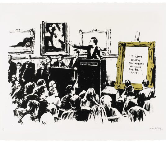 Il mercato dell’arte si divide su Banksy. Con una doppia asta Un'opera di Banksy all'asta