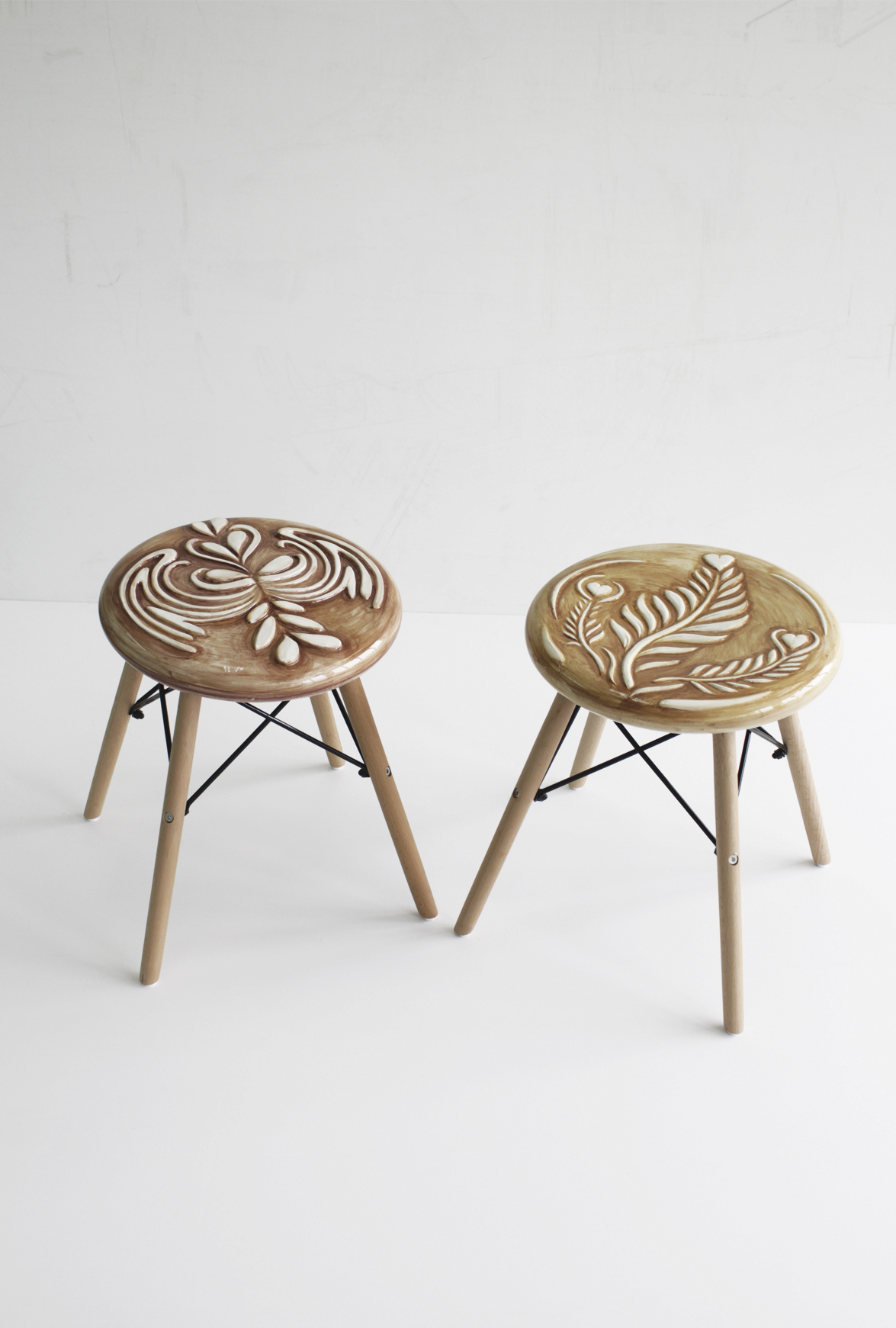 Diego Cibelli Generosity Chairs , 2018 - 2019 ceramic and wood Courtesy the artis