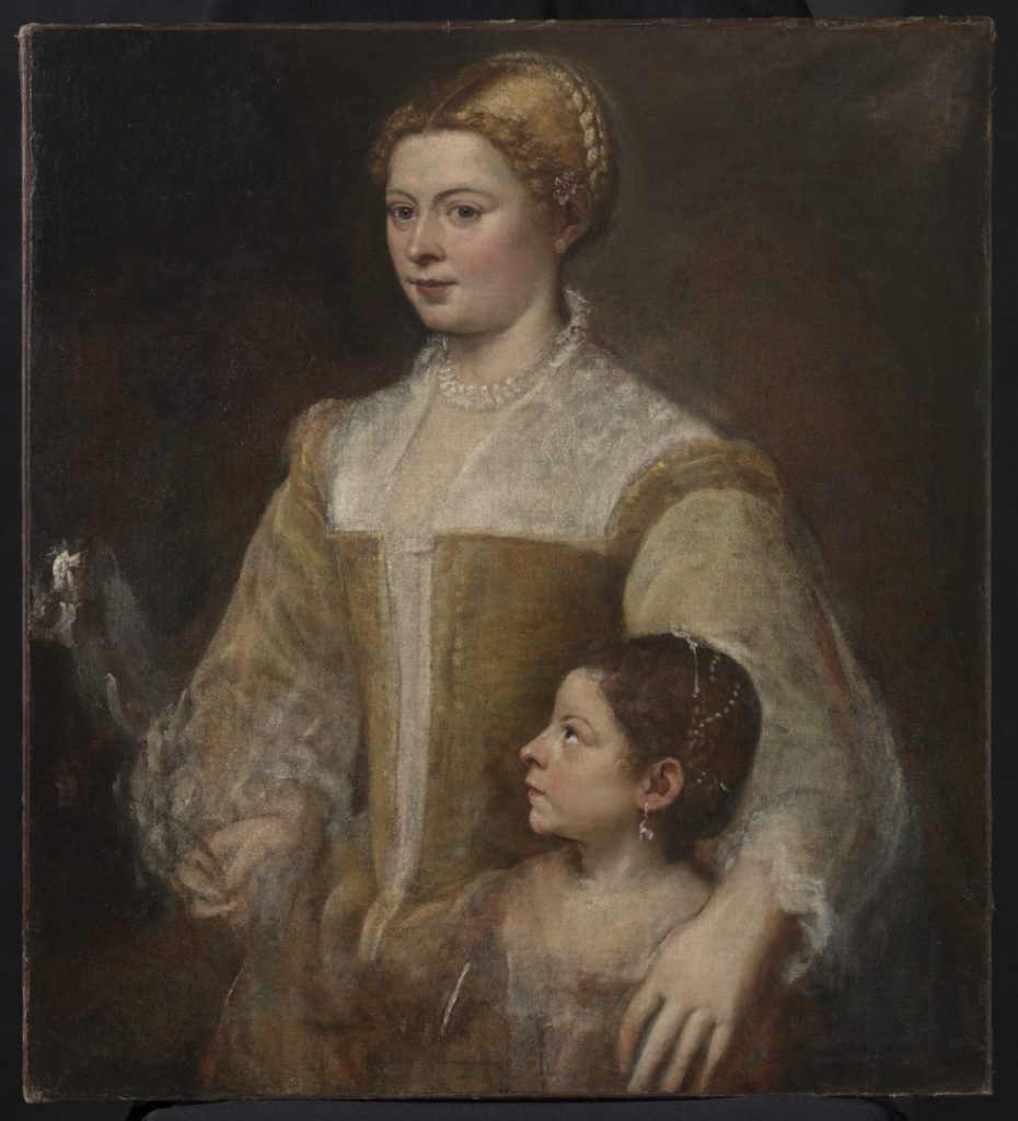 Tiziano Vecellio, "Ritratto di dama con la figlia", 1550 ca.