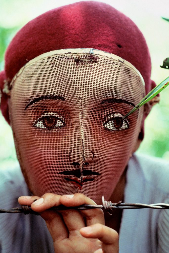 Traditional Indian dance mask from the town of Monimbó, adopted by the rebels during the fight against Somoza to conceal identity. Nicaragua, 1978© Susan Meiselas / Magnum Photos