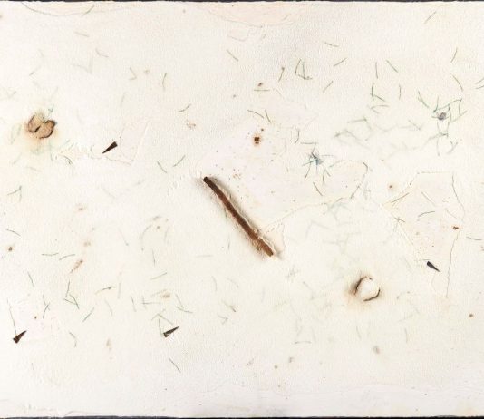 Arte Moderna e Contemporanea da Pandolfini Pier Paolo Calzolari, Senza titolo, 1970, sale legni piombo su carta applicata su masonite, cm 70×100, € 55.000/80.000