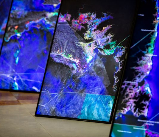 Le sette traiettorie di uno sguardo sull’Oceano, a Venezia Territorial Agency: Oceans in Transformation, Ocean Space, Chiesa di San Lorenzo, 2020.Territorial Agency: Oceans in Transformation è commissionata da TBA21−Academy e coprodotta insieme a Luma Foundation. Foto: Enrico Fiorese