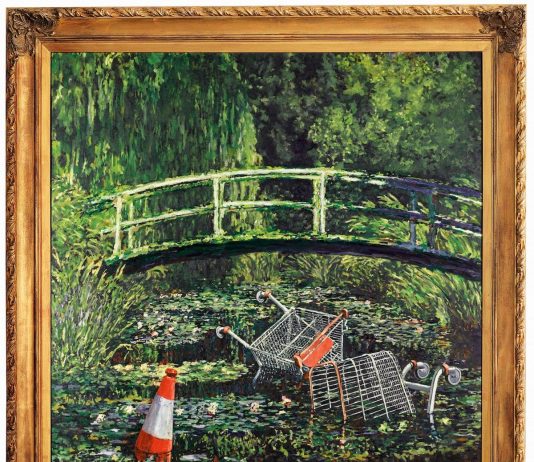 Show me the Monet: l’opera di Banksy in mostra a Londra prima dell’asta di Sotheby’s Banksy, Show me the Monet, 2005. Est. £3 million–5 million ($3.8 million–6.4 million). Courtesy Sotheby’s