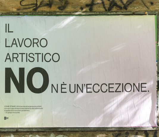 Preferirei di NO: CHEAP porta a Bologna la riflessione del Campo Innocente Uno dei poster affissi da Cheap con le riflessioni sul mondo dell'arte del Campo Innocente (foto: Michele Lapini).