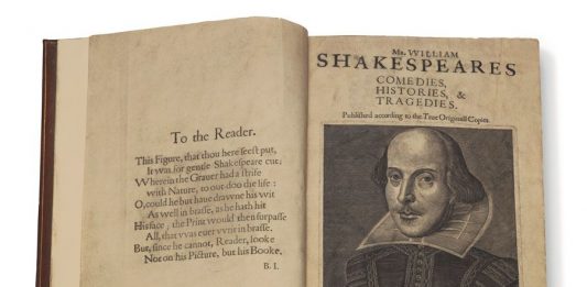 Christie’s: il First Folio di Shakespeare batte tutti i record per un’opera letteraria William Shakespeare, Comedies, Histories, & Tragedies. Nuovo record all' Exceptional Sale del 14 ottobre da Christie’s a New York