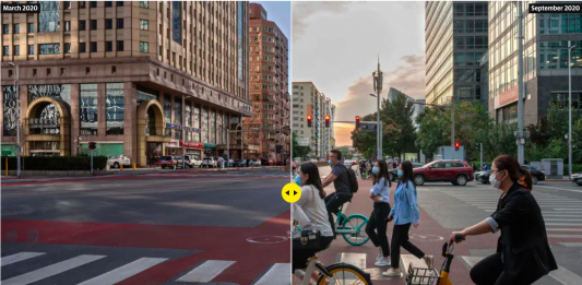 exibart.artworld: il giro del mondo dell’arte in sei notizie Un incrocio stradale a Pechino. Com'era a Marzo, com'è oggi. La notizia del mondo dell'arte dal Guardian è interattiva (Fonte: Guardian - Screenshot)