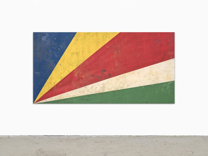 Fredrik Værslev, Seychelles,2020 - Spray paint and turpentine on cottoncanvas / woodenstretcher 115 x 230 x 3.5 cm