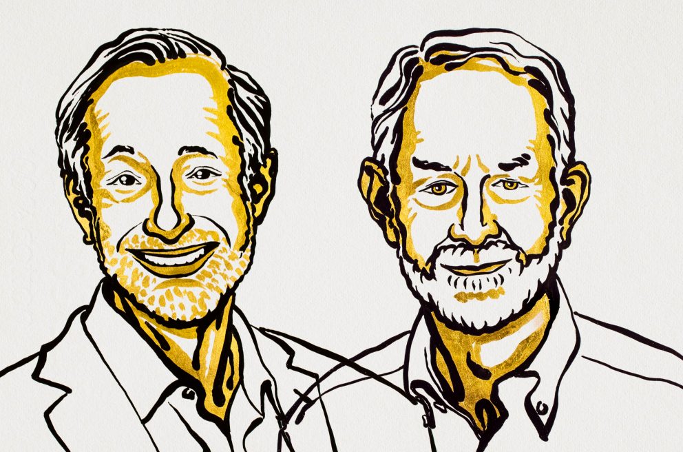 Robert Wilson e Paul Milgrom, vincitori del Premio Nobel per l'Economia. © Nobel Media. Ill. Niklas Elmehed Robert Wilson e Paul Milgrom, vincitori del Premio Nobel per l'Economia. © Nobel Media. Ill. Niklas Elmehed