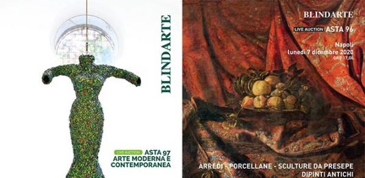 BLINDARTE: ASTE LIVE IL 7 e il 10 DICEMBRE – ESPOSIZIONI APERTE A NAPOLI E A MILANO (SU APPUNTAMENTO).