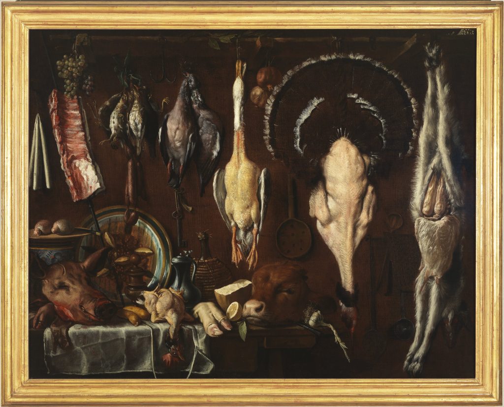 Jacopo Chimenti detto l’Empoli, Dispensa con botte, selvaggina, carni e vasellame
