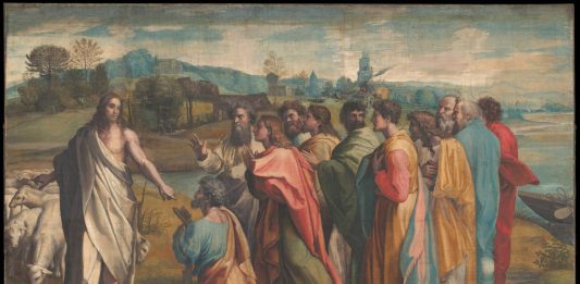 I cartoni di Raffaello in digitale, sul sito del Victoria & Albert Museum Consegna delle chiavi, Raffaello, 1515-1516. Photo: © Victoria and Albert Museum, London. Courtesy Royal Collection Trust / Her Majesty Queen Elizabeth II, 2021