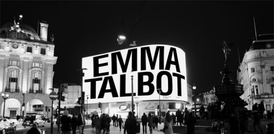 Quattro visioni di Emma Talbot sugli schermi di Piccadilly Circus