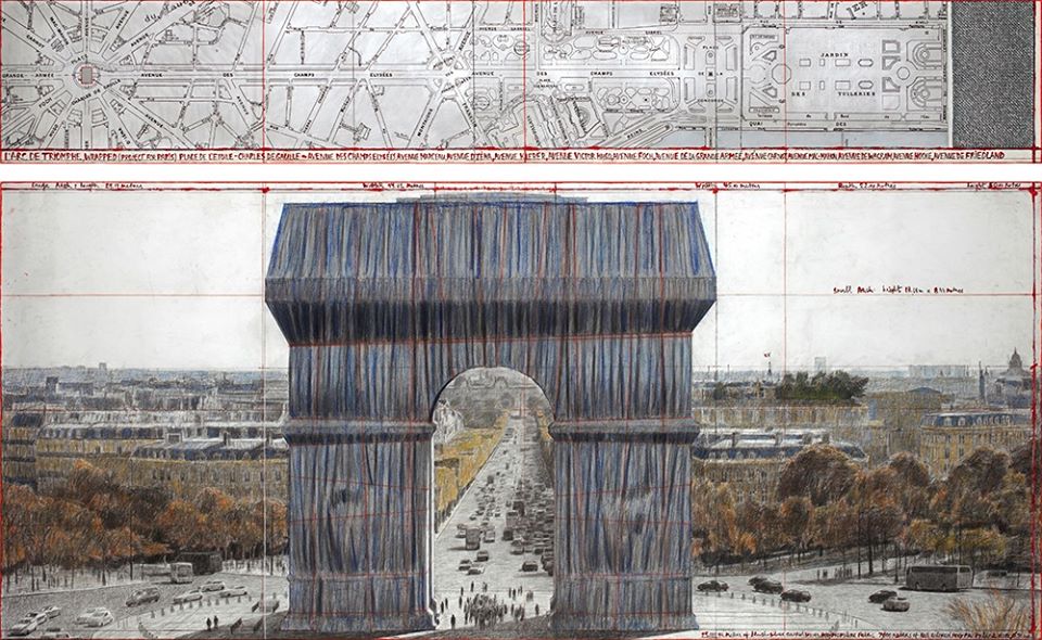 Christo, il progetto per L'Arc de Triomphe, Wrapped, courtesy l'artista
