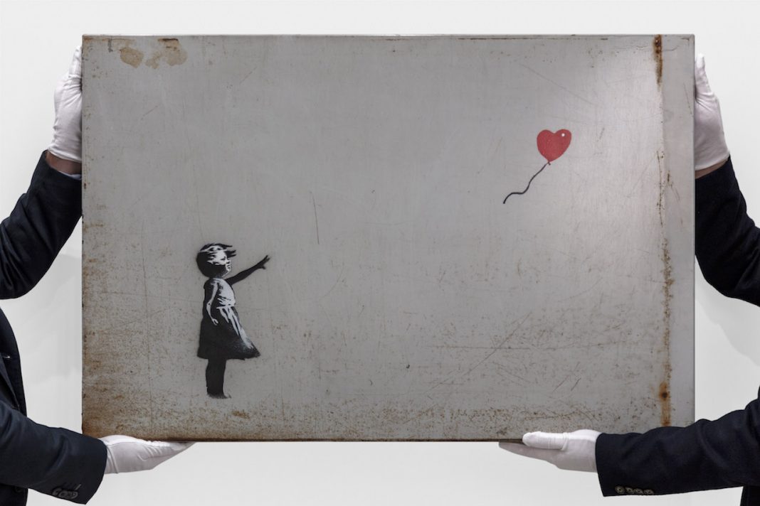 Banksy, Girl with Balloon, est. £2-3 million.Credit Joshua White, courtesy Sotheby's.jpg (2) robbie williams banksy