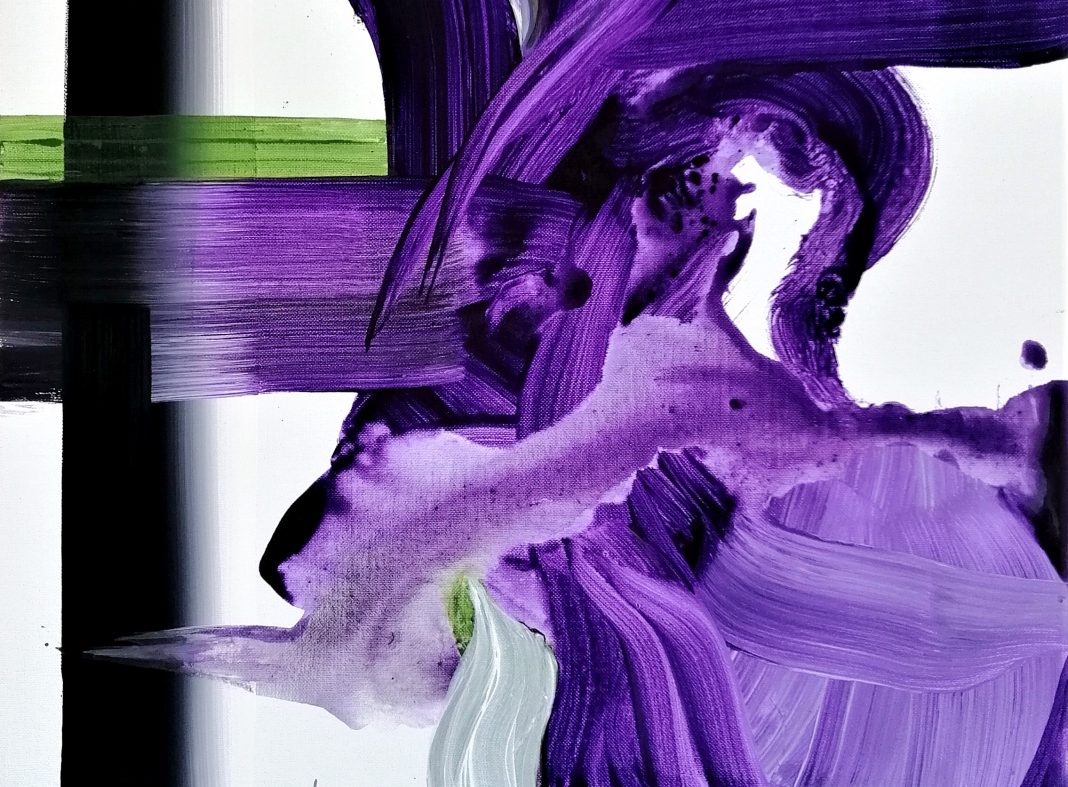Salvatore Garau, Fotogramma viola con verde che detta ordine, 2015, acrilico su tela 60x60 cm - Stima €5.000-7.000 art-rite contemporanea