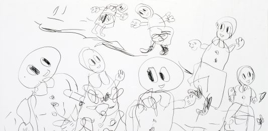 Un dialogo tra disegno e poesia, in bianco e nero: André Butzer da Giò Marconi