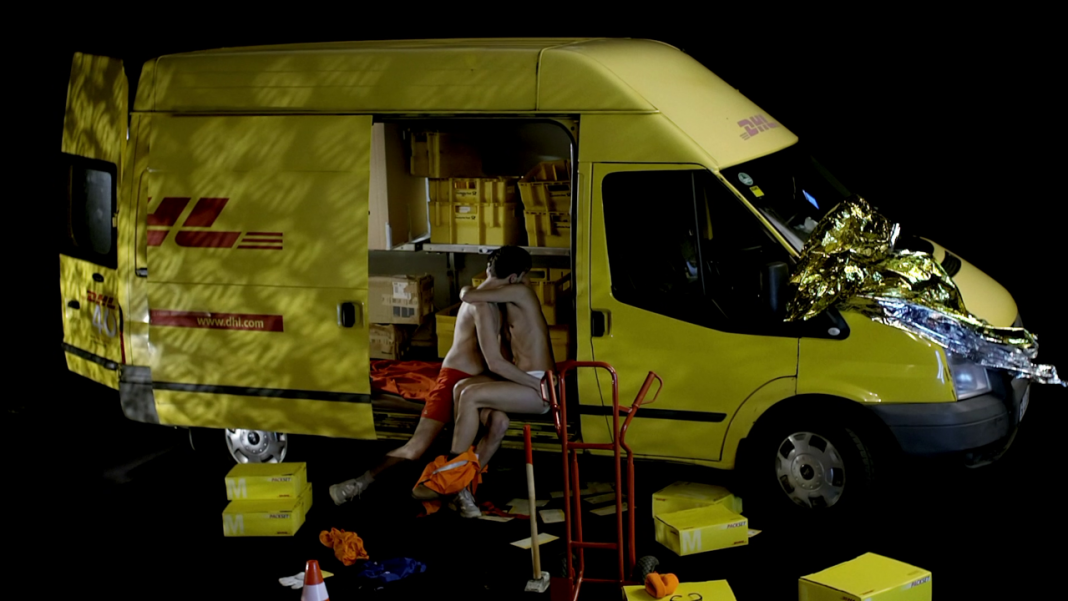 Simon Dybbroe Møller, Still from WHAT DO PEOPLE DO ALL DAY, Episode 2: Building a new road, 2020