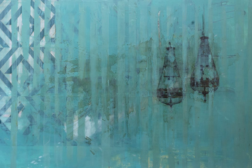 8. Veronica Botticelli,Apnée, interno francese2022, tec mix su tela, 100X 150 CM