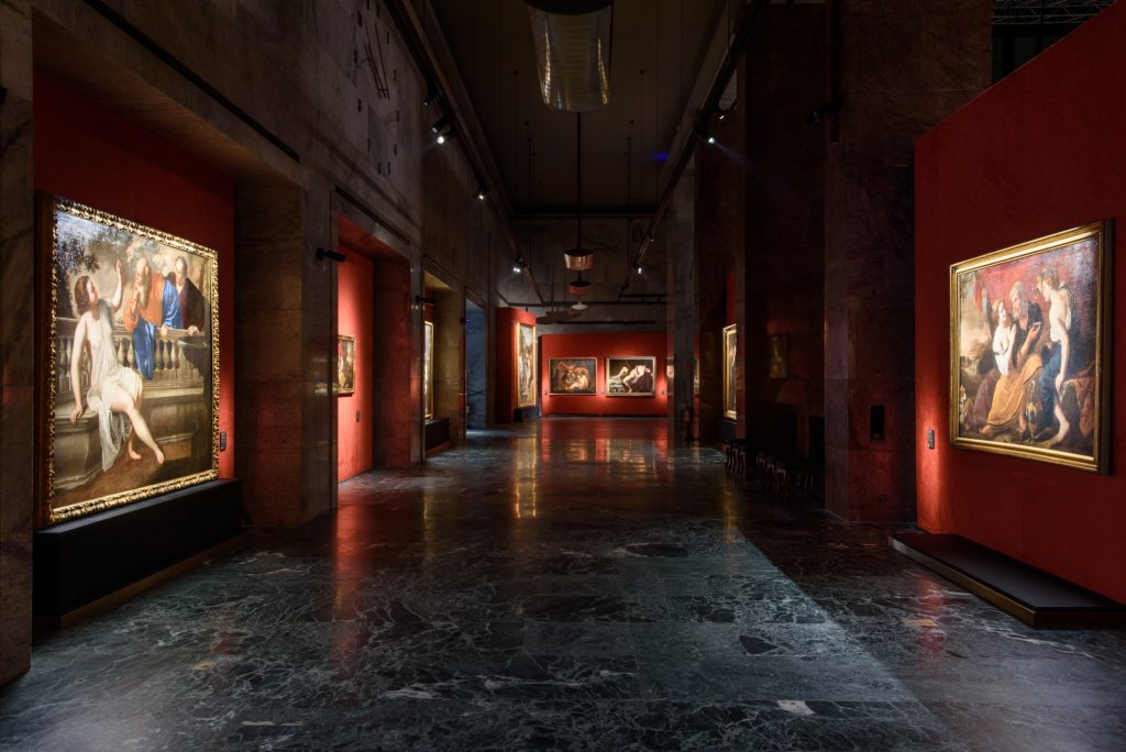 Naples - Gallerie d'Italia: installation of the Artemisia Gentileschi exhibition