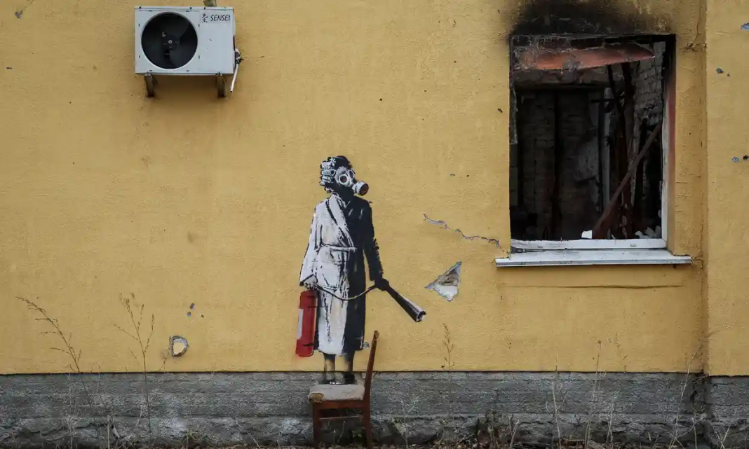 L'opera di Banksy rubata in Ucraina