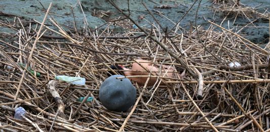 Seppellirsi tra i detriti per denunciare l’inquinamento ambientale: l’ultima performance di Nicola Mette Nicola Mette, Foce, 2022