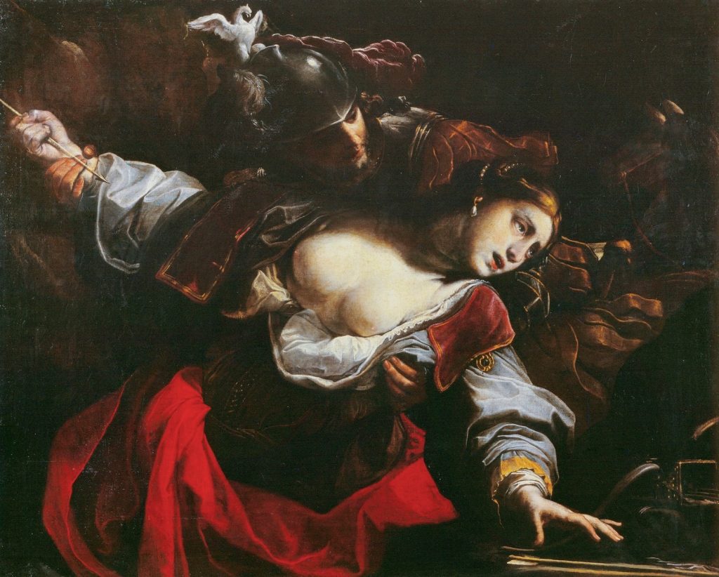 Alessandro Tiarini, Rinaldo e Armida, Secc. XVI-XVII, olio su tela, 115×148 cm. Collezione BPER Banca