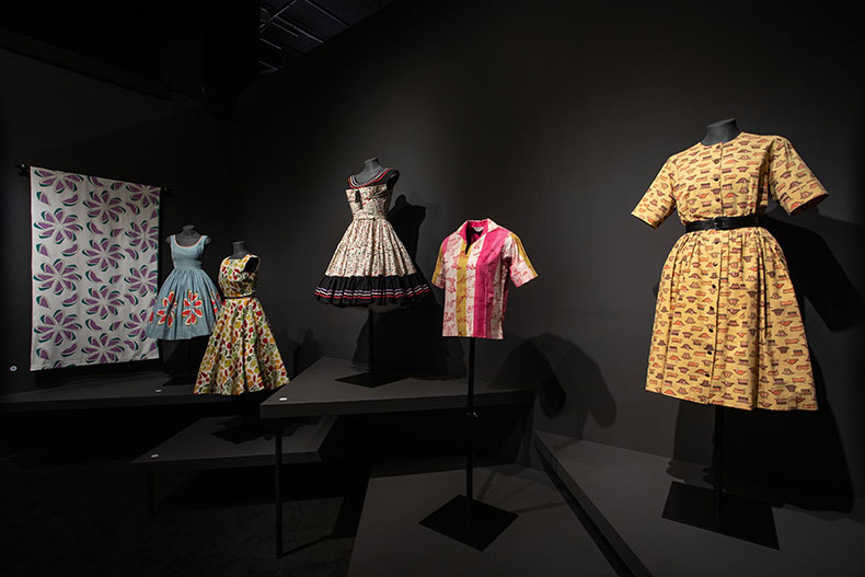 Installation view of ‘Andy Warhol: The Textiles’ at the Fashion and Textile Museum, London. Courtesy the Fashion and Textile Museum