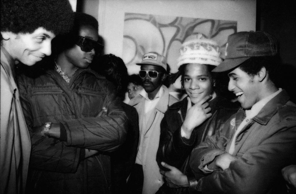 Rammellzee, Koor, Fab Five Freddy, Jean-Michel Basquiat and Toxic at Fun Gallery, New York, 1982 © Lina Bertucci
