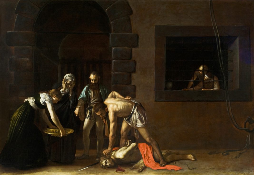 Caravaggio, Decollazione di San Giovanni Battista, olio su tela, 361×520 cm, Concattedrale di San Giovanni, La Valletta