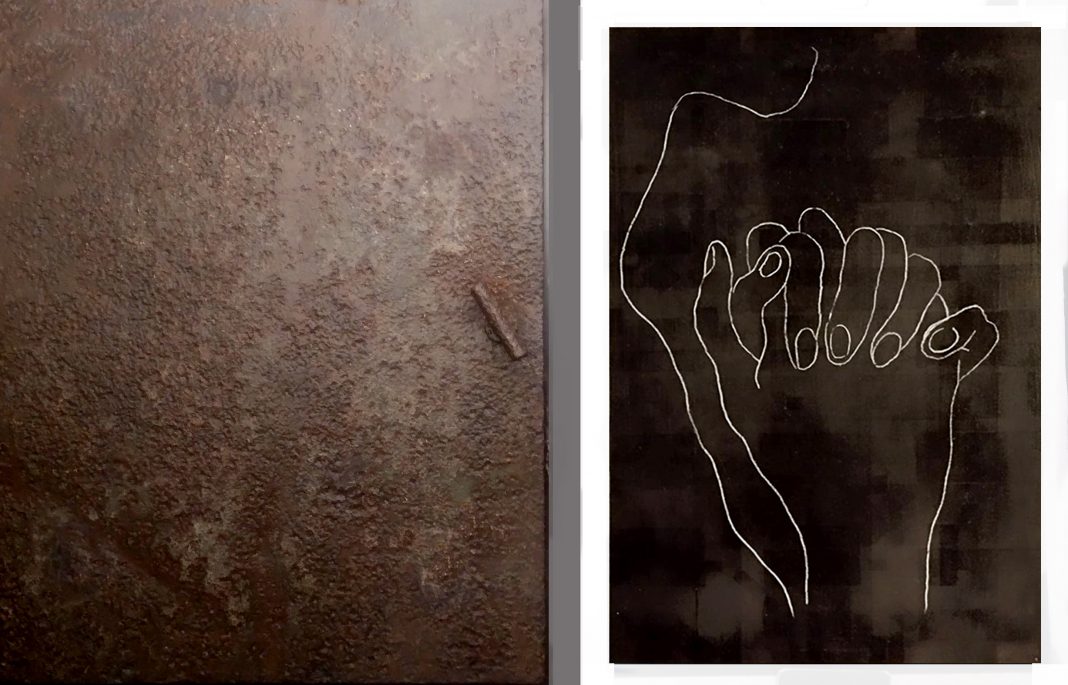 Santi Madonne e poveri Cristihttps://www.exibart.com/repository/media/2023/12/Gaetano-Buttaro-In-absentia-Tecnica_Ferro-corroso-e-matita-bianca-su-gesso.-2023-1068x685.jpg