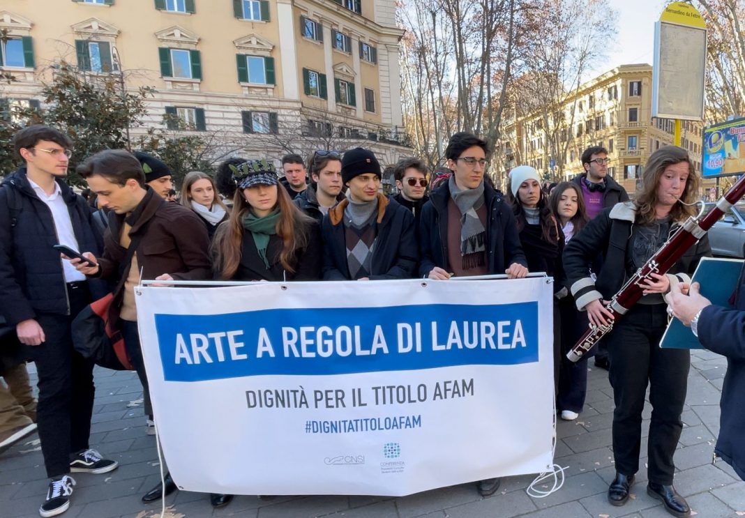 Manifestazione studenti AFAM, Roma, 19 dicembre 2023, ph. Claudio Tanda