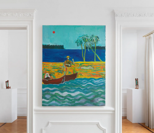 Escapism da Andrea Festa: il viaggio onirico di Taedong Lee ed Eetu Sihvonen Taedong Lee, Eetu Sihvonen, Escapism, veduta della motra, Roma, Andrea Festa, 2024. Ph. Eleonora Cerri Pecorella