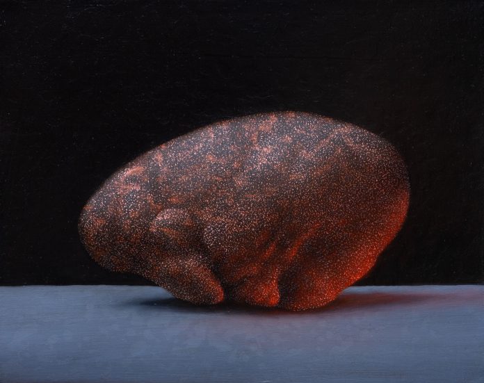 Enrico Minguzzi, Animale da fiore, 2023, oil on epoxy resin on canvas, cm 24 x 30