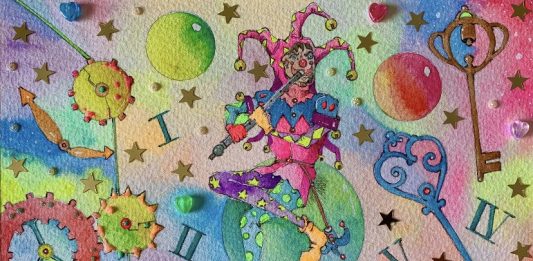 Coriandoli, pennellate e commedia d’arte: Massimiliano Gissi alla Galleria Malinpensa