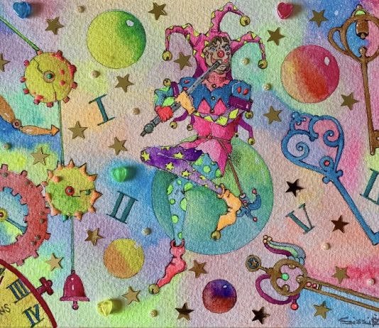 Coriandoli, pennellate e commedia d’arte: Massimiliano Gissi alla Galleria Malinpensa