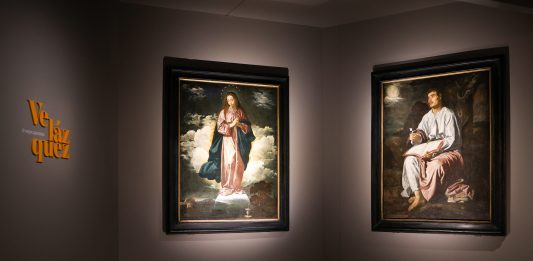 Diego Velázquez, ospite illustre e grandioso: la mostra alle Gallerie d’Italia a Napoli Velázquez “un segno grandioso” l’Immacolata Concezione e il San Giovanni Evangelista sull’isola di Patmos, veduta della mostra, Gallerie d'Italia, Napoli, 2024