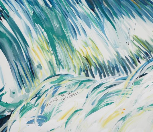 Effetto notte: il Nuovo realismo americano incanta Palazzo Barberini Raymond Pettibon, dettaglio di No Title (I see the...), 2019, inchiostro, acrilico, acquerello e grafite su carta, 32.1 x 271.8 cm. Firmato e datato sul retro. © Raymond Pettibon. Courtesy: l’artista e David Zwirner