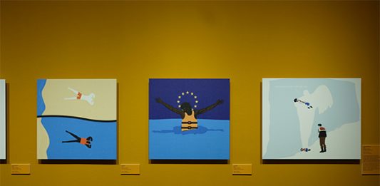 Khalid Albaih. La stagione della migrazione a Nord, fino al 23 febbraio a Brescia, Museo di Santa Giulia