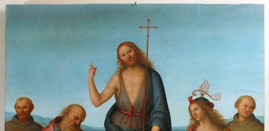 San Francesco, tra Cimabue e Perugino: l’iconografia sacra in mostra a Roma Pietro Vannucci detto Perugino, San Giovanni Battista tra i santi Francesco d’Assisi, Girolamo, Sebastiano e Antonio da Padova (Pala dei Cinque Santi), 1510-1512 circa, olio su tavola, Perugia, Galleria Nazionale dell'Umbria