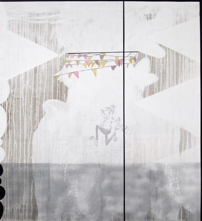 06 - 2024 Bandierine, acrilico su lino, cm 110x100