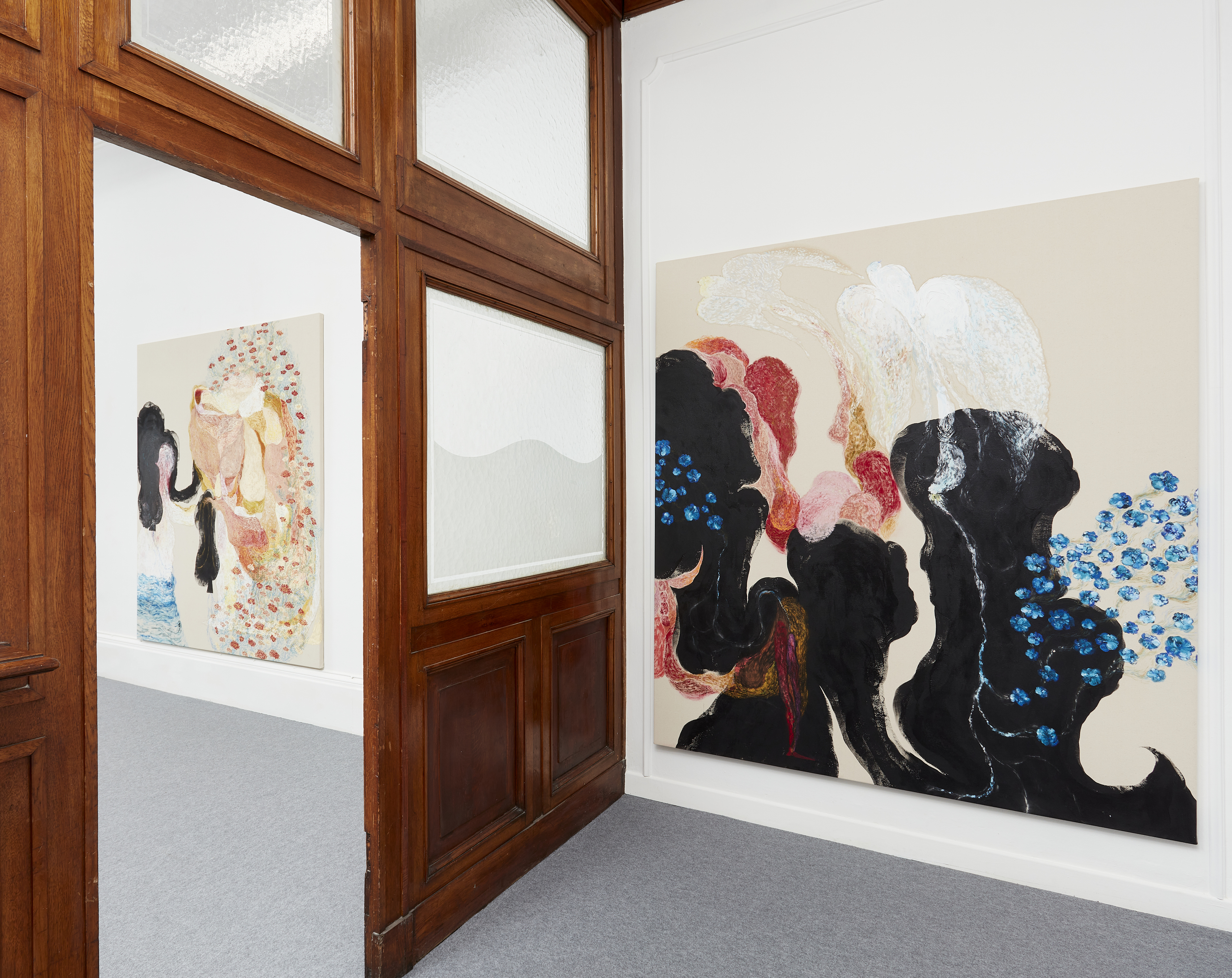 Edouard Nardon, The long invisible hand slowly unlocks the tinted window, veduta della mostra, The Address Gallery, Brescia, 2025