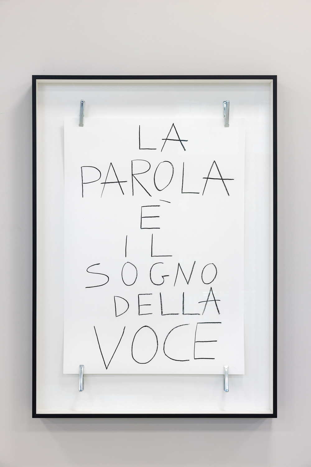 Marcello Maloberti MARTELLATE - LA PAROLA È IL SOGNO DELLA VOCE, 2025 Oil pastel on paper, 102 × 72 cm; 134 × 96 × 10 cm framed Courtesy the artist and Galleria Raffaella Cortese, Milan - Albisola Foto Roberto Marossi