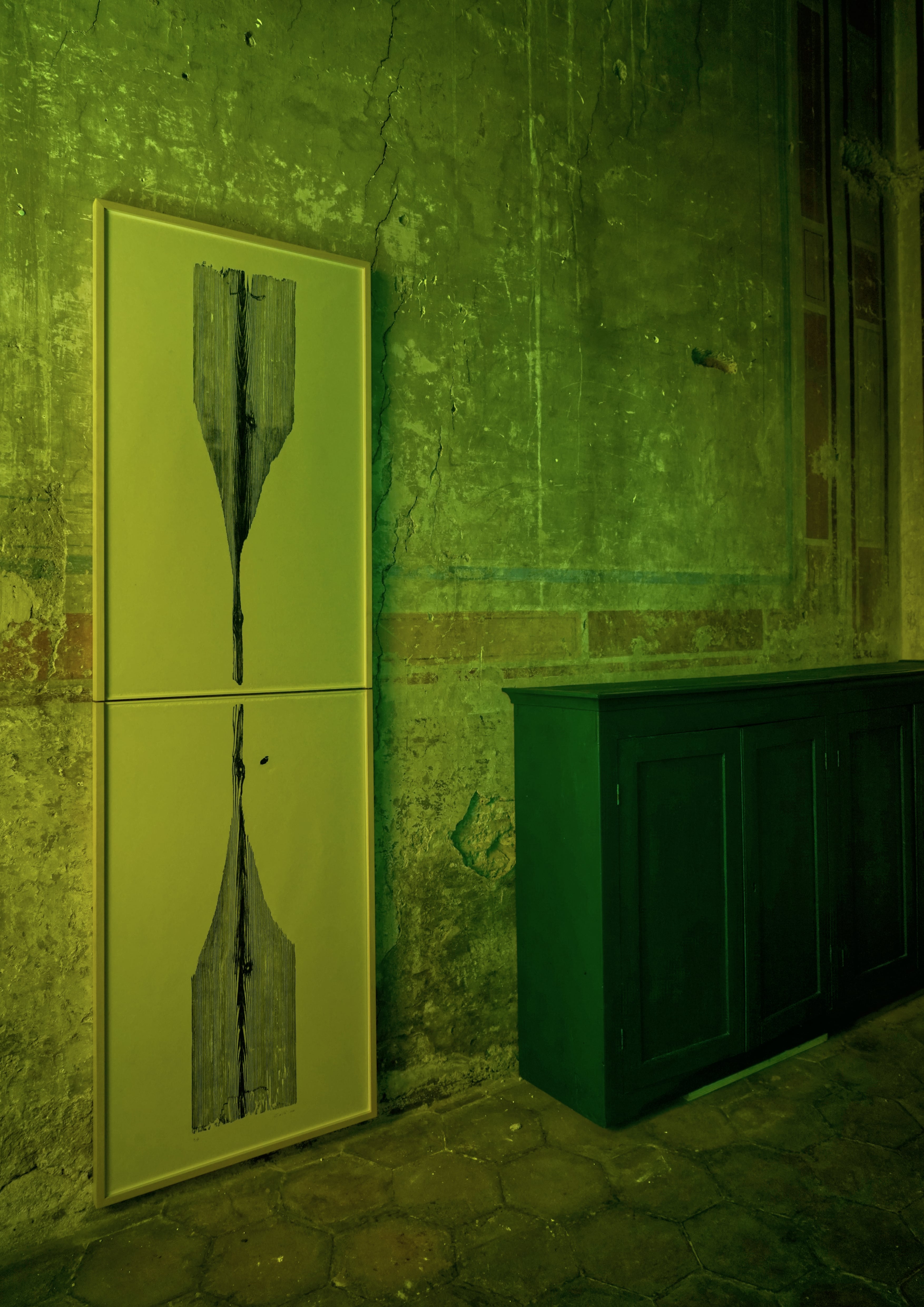 Installation view, Giorgio Andreotta Calò, 2025, Litografia Bulla, Roma, Courtesy Litografia Bulla, Ph. Credit Luis Do Rosario 